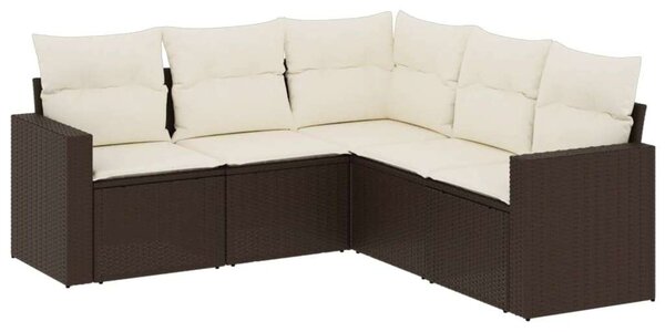 VidaXL 5 részes barna polyrattan kerti ülőgarnitúra párnával