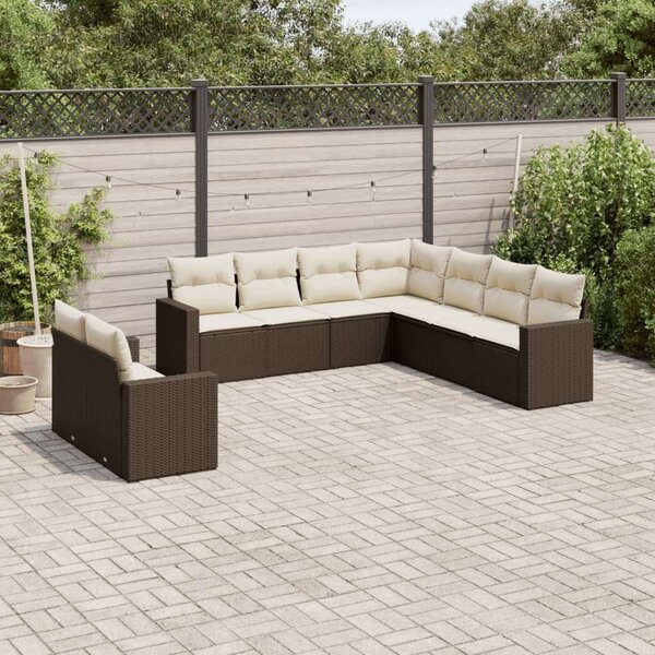 VidaXL Polyrattan Kerti Ülőgarnitúra - 9 részes - Barna