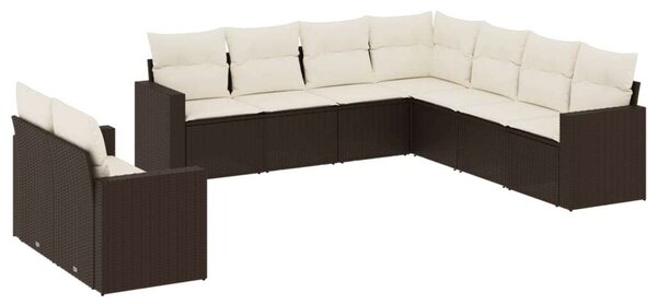 VidaXL Polyrattan Kerti Ülőgarnitúra - 9 részes - Barna