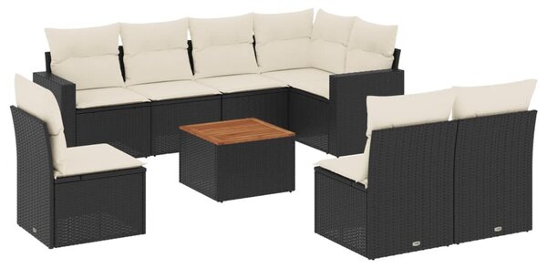 VidaXL Polyrattan Kerti Ülőgarnitúra - 9 részes - Fekete