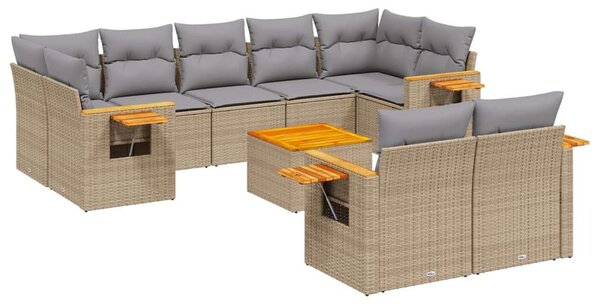 VidaXL Polyrattan Kerti Ülőgarnitúra - 10 részes - Bézs