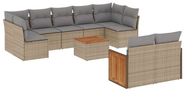 VidaXL Polyrattan Kerti Ülőgarnitúra - 10 részes - Bézs