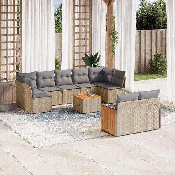 VidaXL Polyrattan Kerti Ülőgarnitúra - 10 részes - Bézs