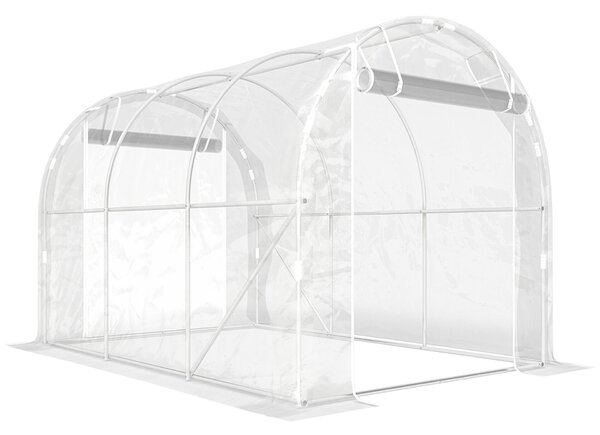 Outsunny Alagút Üvegház 2x3x2 m, Tekerhető Ajtókkal, Acélkerettel és Átlátszó PE Borítással