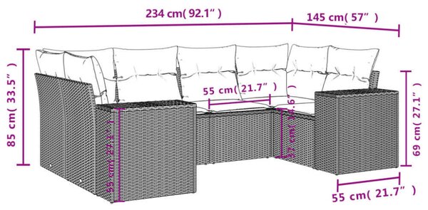 VidaXL Polyrattan Kerti Ülőgarnitúra - 6 részes - Bézs