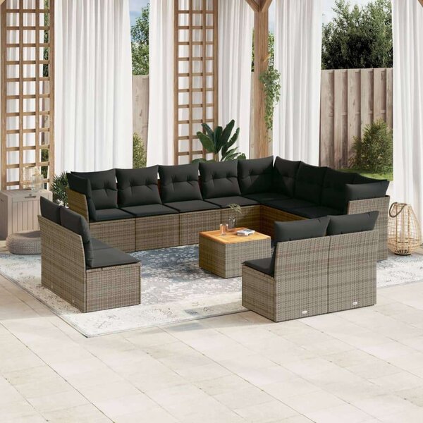VidaXL Polyrattan Kerti Ülőgarnitúra - 13 részes - Szürke