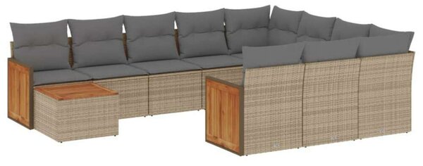 VidaXL Polyrattan Kerti Ülőgarnitúra - 11 részes - Bézs