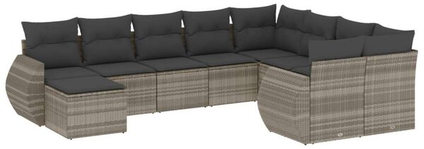 VidaXL Polyrattan Kerti Ülőgarnitúra - 10 részes, Világosszürke