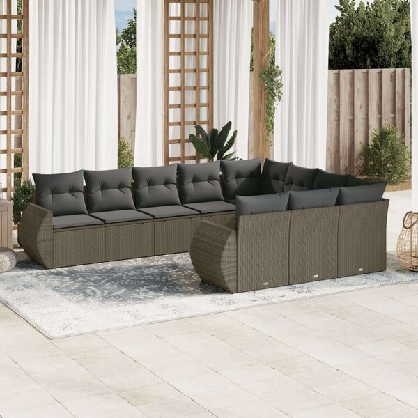 VidaXL Polyrattan Kerti Ülőgarnitúra - 10 részes - Világosszürke