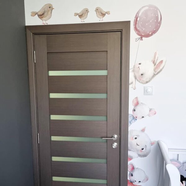 INSPIO - átragasztható textil matrica - Falmatricák - Akvarell állatok az ajtó körül