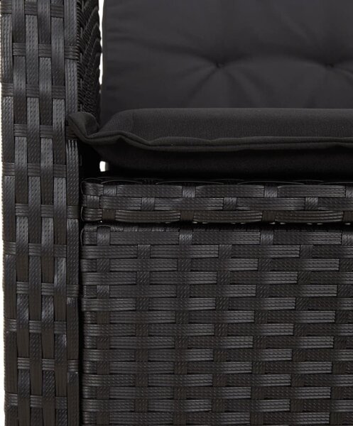 VidaXL 5 részes fekete polyrattan kerti étkezőgarnitúra párnákkal