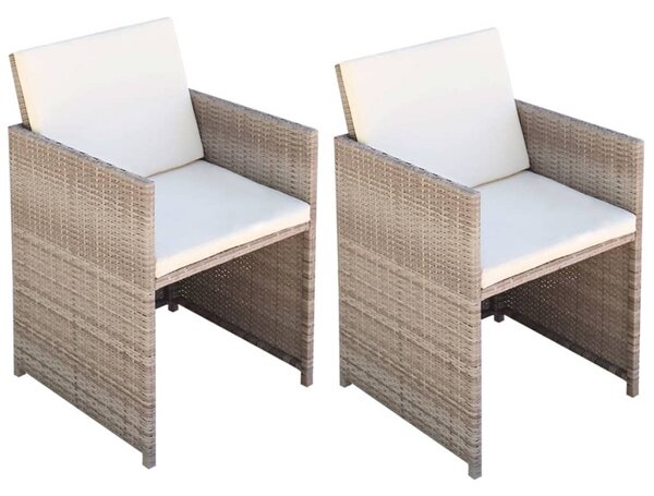 VidaXL 2 db bézs polyrattan kerti szék hát- és ülőpárnával