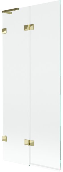 Mexen Lunar L, kétszárnyú kádparaván bal oldali 80 x 150 cm, átlátszó üveg, fényes arany, 897L-080-100-50-00-L