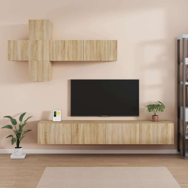 VidaXL 7 részes sonoma tölgyszínű szerelt fa TV-szekrényszett