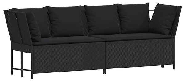 VidaXL fekete polyrattan kerti kanapé párnákkal