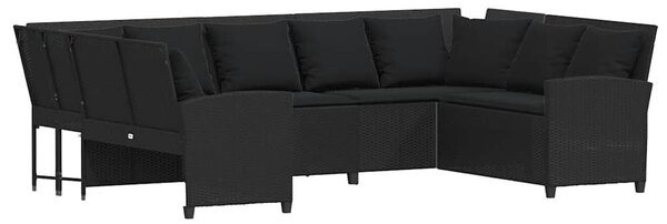 VidaXL fekete polyrattan kerti kanapé párnákkal
