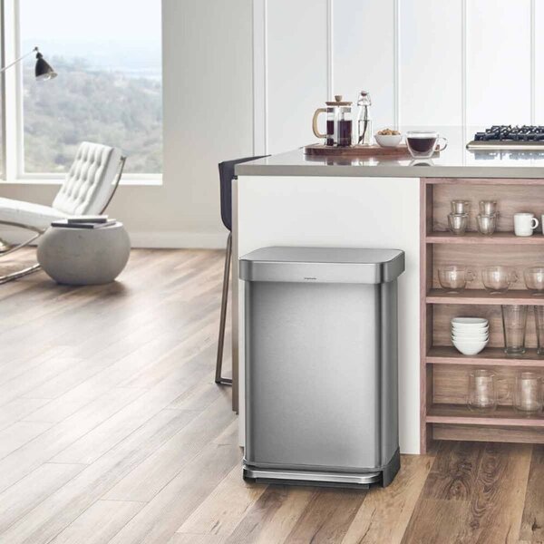 Lábpedálos szemetes, Simplehuman, 45 liter, rozsdamentes acél