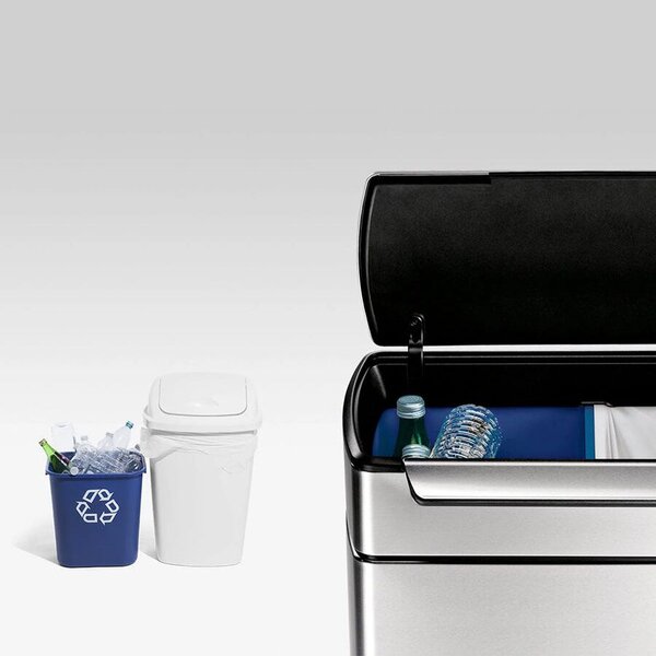 XL fedéllel ellátott szemeteskosár, Simplehuman, 2x24 liter, rozsdamentes acél