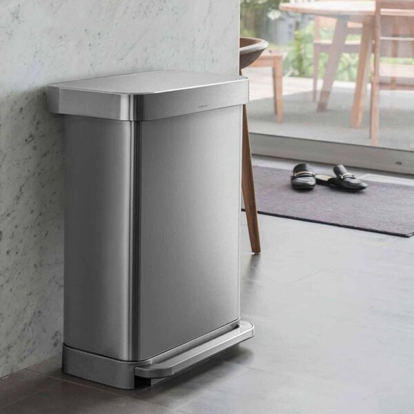 Lábpedálos szemetes, Simplehuman, 45 liter, rozsdamentes acél