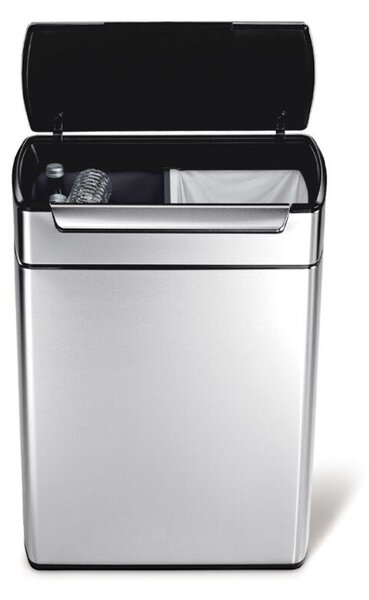 XL fedéllel ellátott szemeteskosár, Simplehuman, 2x24 liter, rozsdamentes acél