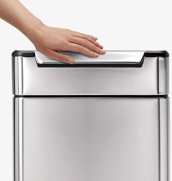 XL fedéllel ellátott szemeteskosár, Simplehuman, 2x24 liter, rozsdamentes acél