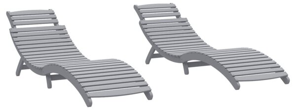 VidaXL 2 db szürke tömör akácfa napágy 184 x 55 x 64 cm