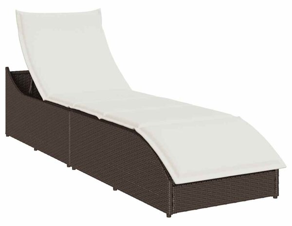 VidaXL összecsukható napozóágy párnával és tárolóval, barna polyrattan