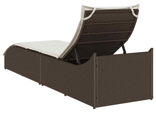 VidaXL összecsukható napozóágy párnával és tárolóval, barna polyrattan