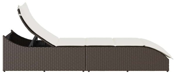 VidaXL összecsukható napozóágy párnával és tárolóval, barna polyrattan