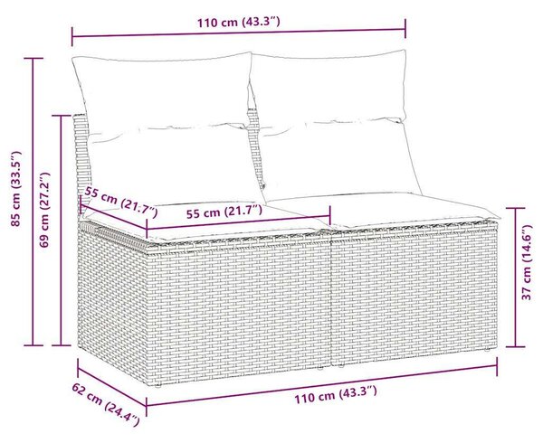 VidaXL Polyrattan Kerti Ülőgarnitúra - 4 részes - Barna