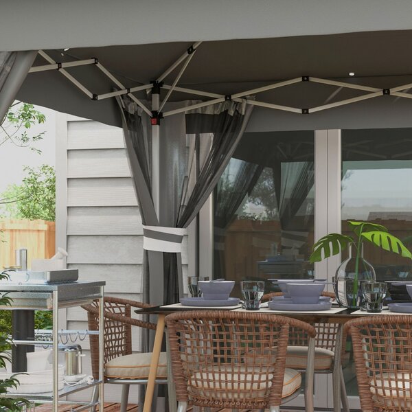 Outsunny Pop-Up Pavilon 3 x 3(m), 20 napelemes LED lámpával, szürke