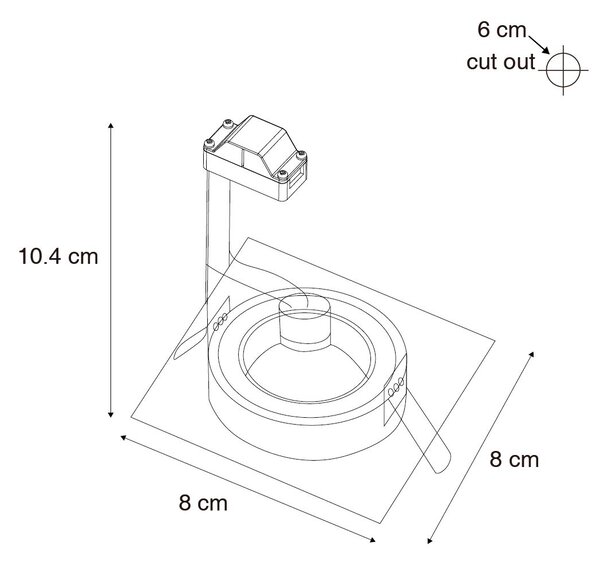 6 db-os beépíthető spotlámpa szett fehér, négyzet alakú, GU10, 50 mm, IP44 - Xena