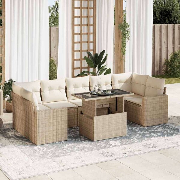 VidaXL Polyrattan Kerti Ülőgarnitúra - 8 részes - Bézs