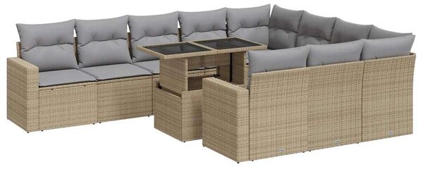 VidaXL Polyrattan Kerti Ülőgarnitúra - Bézs - 11 részes