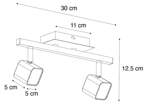 Modern mennyezeti lámpa fekete, LED-del 2-lámpás - Nola