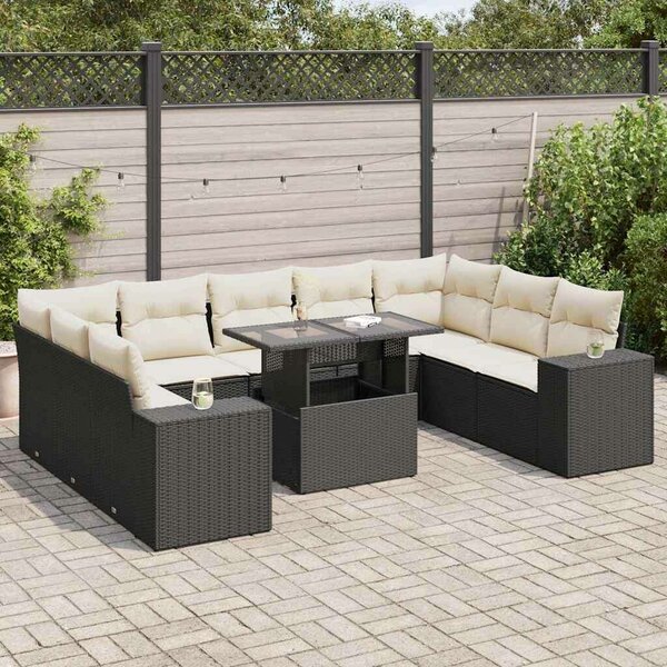 VidaXL Polyrattan Kerti Ülőgarnitúra - 10 részes - Fekete