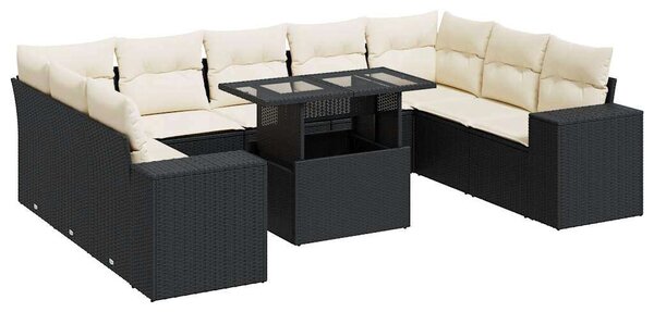 VidaXL Polyrattan Kerti Ülőgarnitúra - 10 részes - Fekete