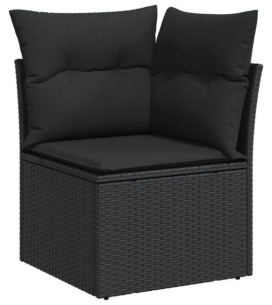 VidaXL 7 részes fekete polyrattan kerti ülőgarnitúra párnával