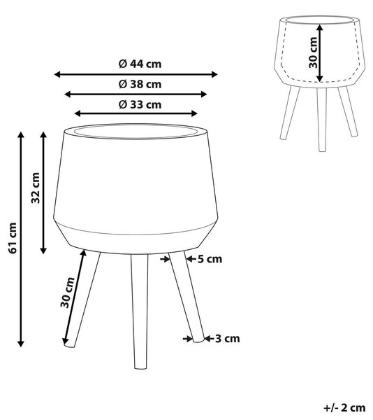 Magasított virágállvány MALAKI 44 cm Világosszürke