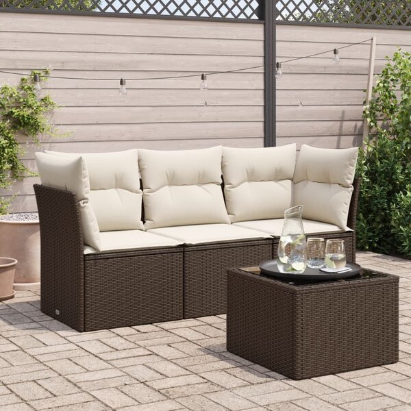 VidaXL 4 részes barna polyrattan kerti ülőgarnitúra párnákkal