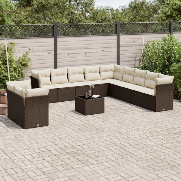 VidaXL 12 részes barna polyrattan kerti ülőgarnitúra párnákkal