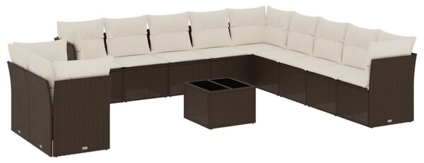 VidaXL 12 részes barna polyrattan kerti ülőgarnitúra párnákkal