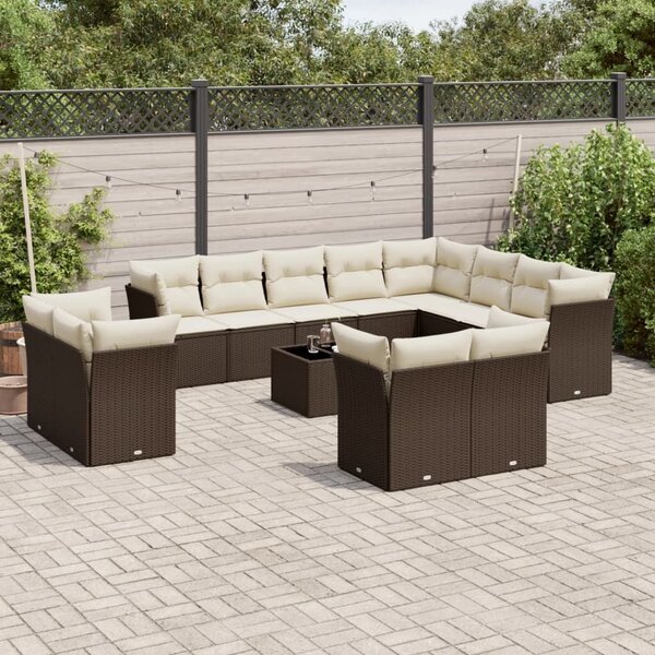 VidaXL 13 részes barna polyrattan kerti ülőgarnitúra párnákkal