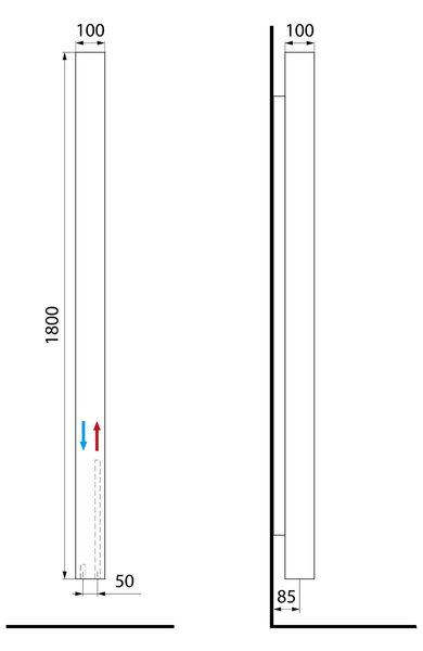 Sapho Sapho, CUBIQ fűtőelem 100x1800 mm, fehér matt, LQ284