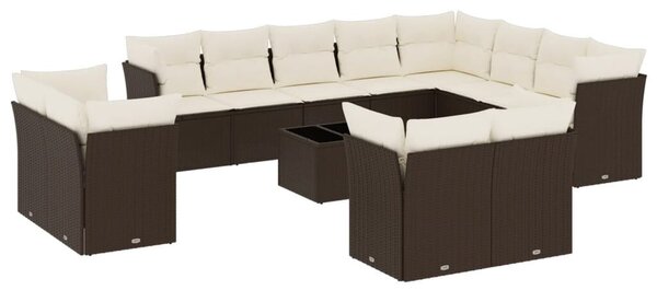 VidaXL 13 részes barna polyrattan kerti ülőgarnitúra párnákkal