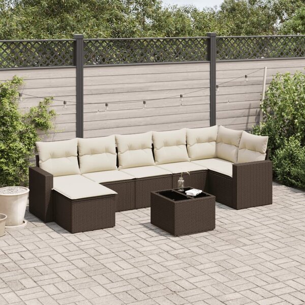 VidaXL 8 részes barna polyrattan kerti ülőgarnitúra párnákkal