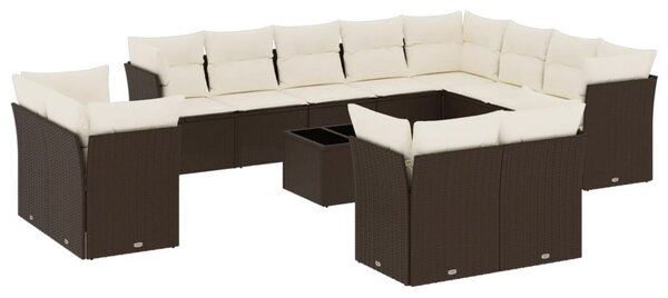 VidaXL 13 részes barna polyrattan kerti ülőgarnitúra párnákkal