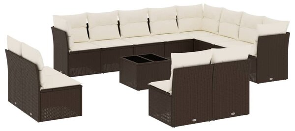 VidaXL 13 részes barna polyrattan kerti ülőgarnitúra párnákkal