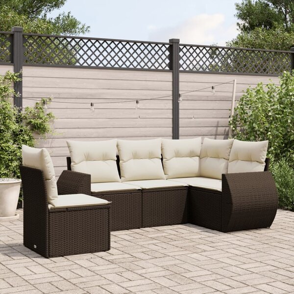 VidaXL 5 részes barna polyrattan kerti ülőgarnitúra párnával