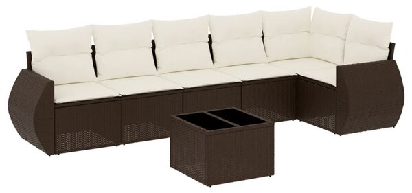 VidaXL 7 részes barna polyrattan kerti ülőgarnitúra párnákkal